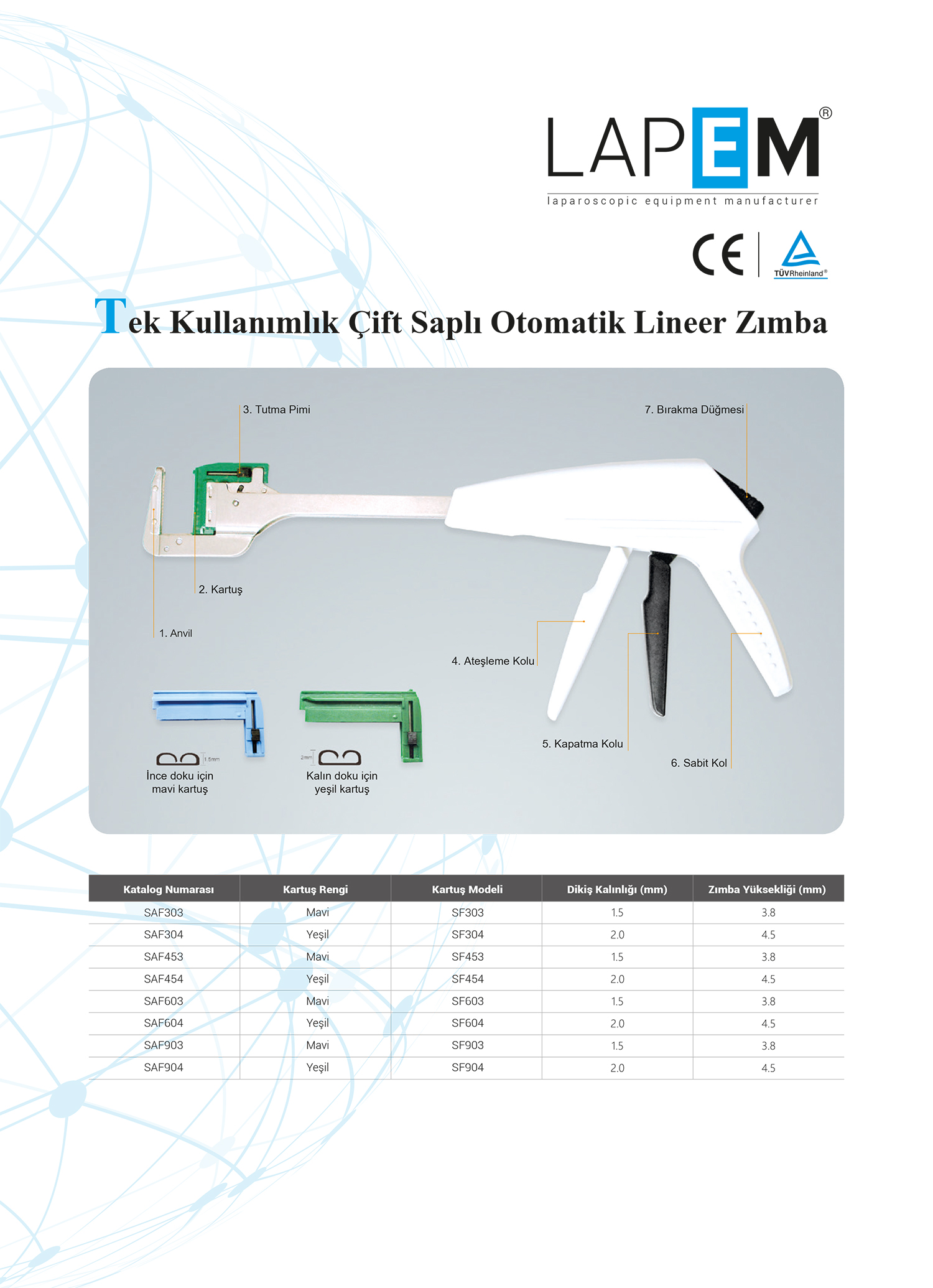 Tek Kullanımlık Çift Saplı Otomatik Lineer Zımba