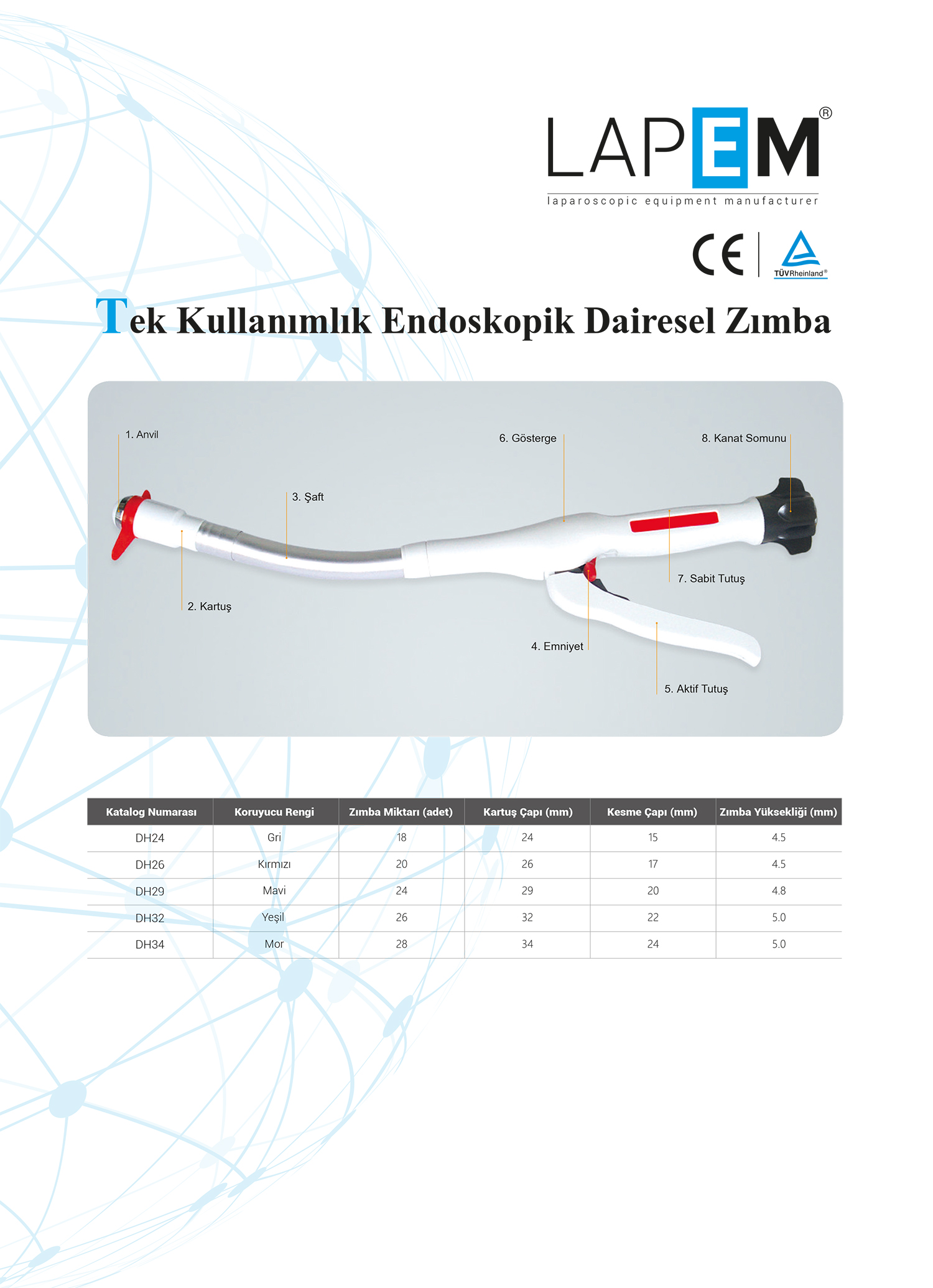 Tek Kullanımlık Endoskopik Dairesel Zımba (DH)